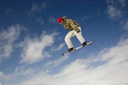 Fotoroleta sport mężczyzna snowboarder wzgórze niebo