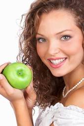 Plakat kobieta piękny owoc uśmiech usta
