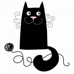 Naklejka grafika czarny kot