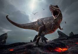Naklejka 3d tyranozaur antyczny zwierzę