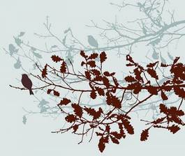 Naklejka gałązka las ptak