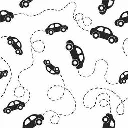 Fotofirana seamless pattern - cars. black on white