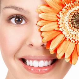 Naklejka zdrowie zdrowy twarz kwiat uśmiech