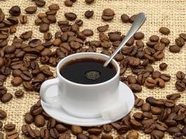 Naklejka filiżanka czarna kawa kawa używka