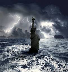 Obraz na płótnie statua woda sztorm amerykański morze