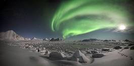 Fotoroleta śnieg noc lód zielone światło polarnych