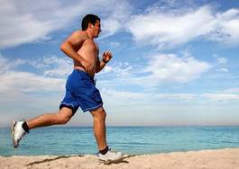 Naklejka woda plaża jogging zdrowy ciało