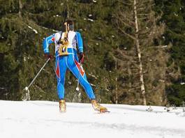 Fototapeta narciarz wyścig śnieg natura lekkoatletka