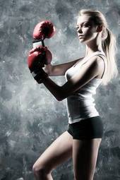 Naklejka piękny bokser sport boks kobieta