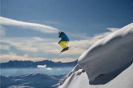 Naklejka góra szwajcaria śnieg narciarz
