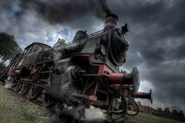 Fotoroleta niebo lokomotywa ciemny nit