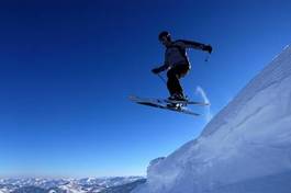 Plakat słońce narciarz sport