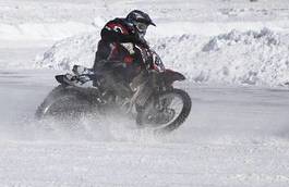 Plakat motocykl lód śnieg sport wyścigi