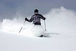 Naklejka śnieg niebo narciarz sport