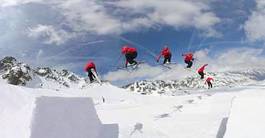 Plakat narciarz sport góra śnieg park