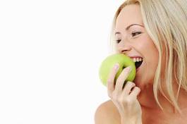 Plakat kobieta je zielone jabłko