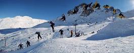 Obraz na płótnie góra narty snowboard