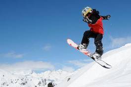 Fotoroleta chłopiec dzieci śnieg snowboard narty