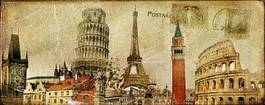 Naklejka europejskie wakacje- pocztówka w sepi