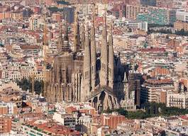 Plakat barcelona bazylika katedra hiszpania dźwig