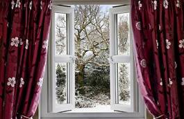 Naklejka zimowa sceneria w oknie