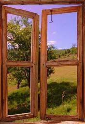 Fototapeta krajobraz przez okno