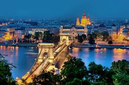 Plakat europa most panorama węgry budapeszt