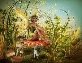 Plakat sztuka ładny jesień las dziewczynka