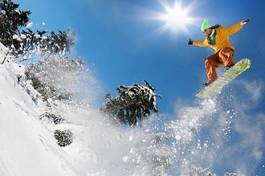 Plakat zabawa snowboarder snowboard sport