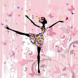 Naklejka motyl kreskówka taniec kobieta baletnica