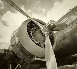 Plakat maszyna retro vintage motor samolot