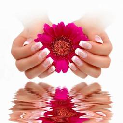 Plakat woda wellnes kosmetyk manicure kwiat