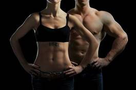 Plakat kobieta i mężczyzna w siłowni