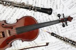 Naklejka flet skrzypce sztuka muzyka