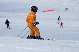 Naklejka sport śnieg góra dzieci narty