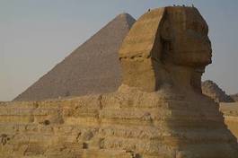 Plakat pustynia statua piramida egipt