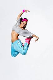 Naklejka kobieta ćwiczenie uśmiech aerobik tancerz