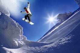 Naklejka snowboard jazda konna niebo snowboarder