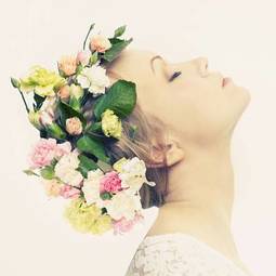 Plakat portret twarz wellnes kwiat kobieta