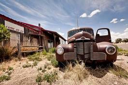Naklejka samochód pustynia ścieżka transport retro