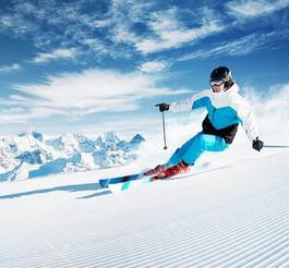 Fotoroleta mężczyzna sport śnieg niebo góra