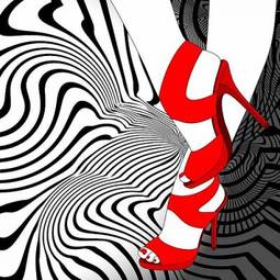 Plakat abstrakcyjne tło- czerwone buty
