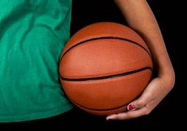 Plakat kobieta koszykówka dziewczynka zdrowy piłka