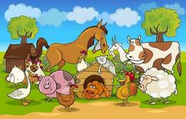 Obraz na płótnie wesołe zwierzęta na farmie