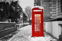 Plakat śnieg londyn budka telefoniczna