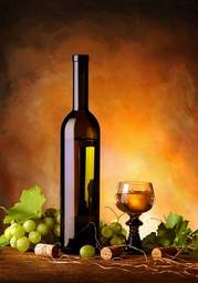 Naklejka słoma ziarno wiejski napój winorośl