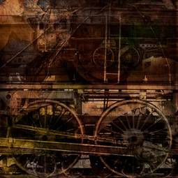 Naklejka vintage lokomotywa stary