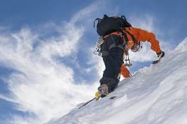 Plakat mężczyzna słońce alpinista śnieg natura