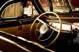 Plakat retro stary vintage widok samochód