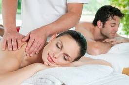 Obraz na płótnie uśmiech masaż zdrowy kosmetyk ludzie